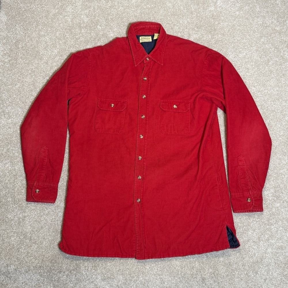 Vtg St Johns Bay Shacket Men Large-Tall Red Cotton Nylon Lined Pockets Chore 90s